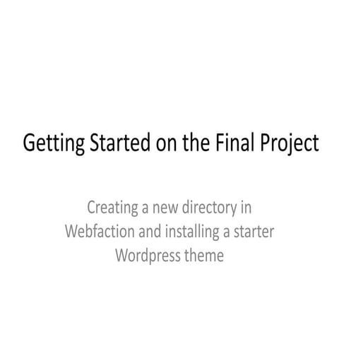 Getting set up for final project