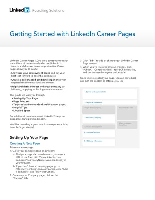 Getting started career pages