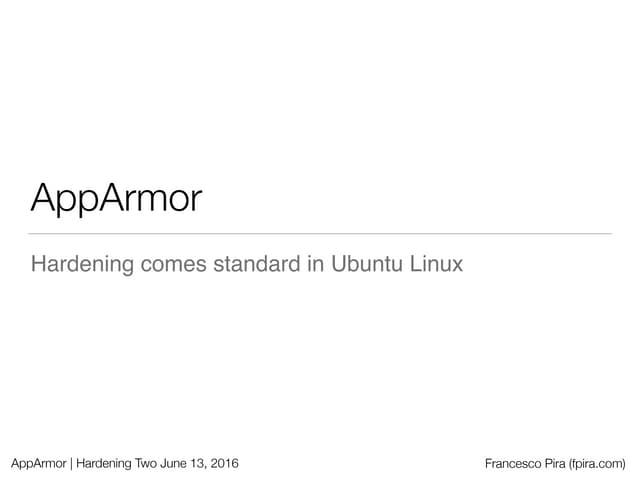 Getting started with AppArmor