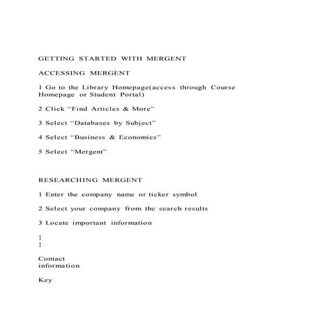 GETTING STARTED WITH MERGENTACCESSING MERGENT1 Go to t