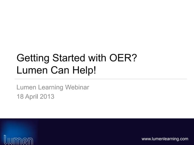 Getting Started with OER? Lumen Can Help!