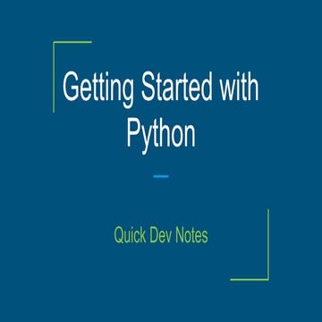Getting started with Python | PPT