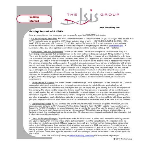 Getting started with SBIR by the isis group
