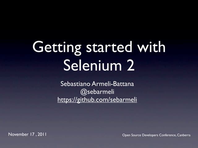 Getting started with Selenium 2