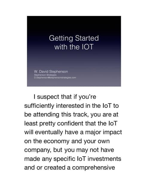 Getting started with the Internet of Things
