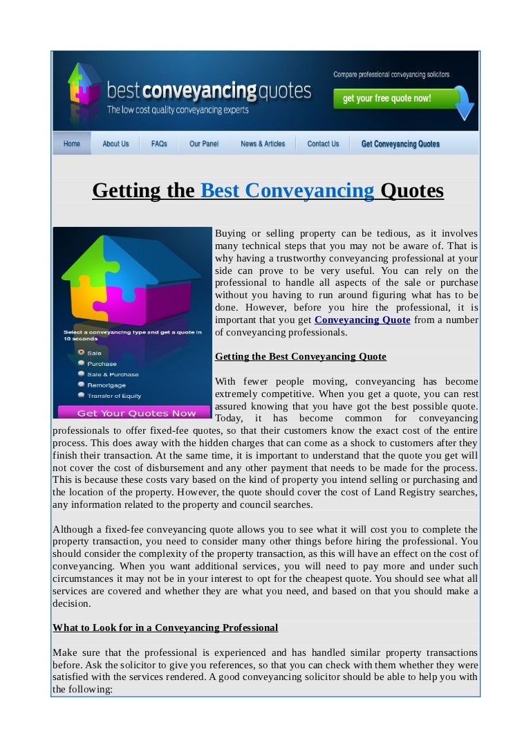 Getting The Best Conveyancing Quotes