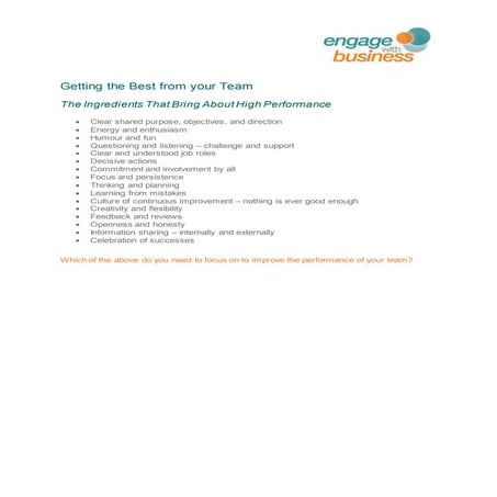 Getting the Best from your Team