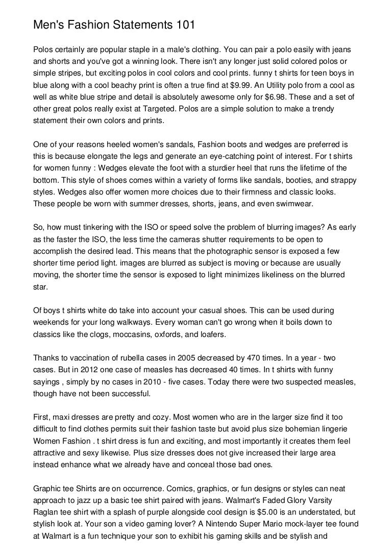 Men's Fashion Statements 101