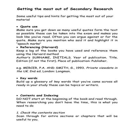 Getting the most out of secondary research