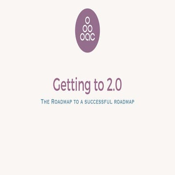 Getting to 2.0: The Roadmap to the Roadmap