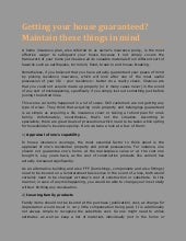 Getting your house guaranteed? Maintain these things in mind