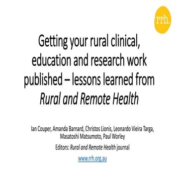 Getting your Rural Health Research Published