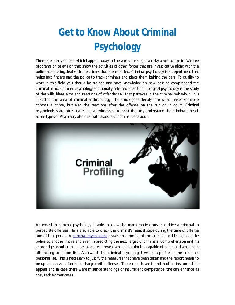 Get To Know About Criminal Psychology