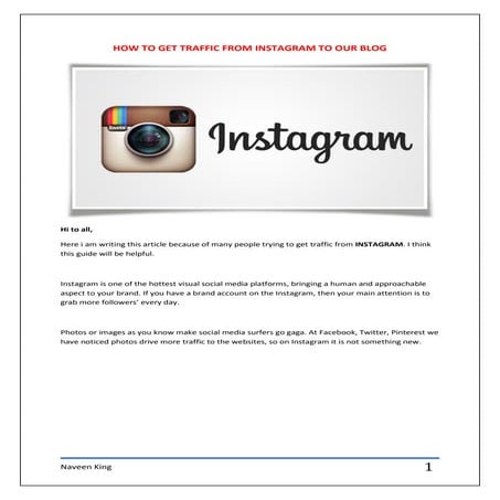 HOW TO GET TRAFFIC FROM INSTAGRAM TO OUR BLOG