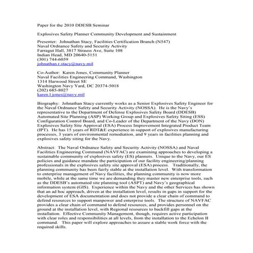  Seminar Explosives Safety Planner Community Development and Sustainment (Pap...