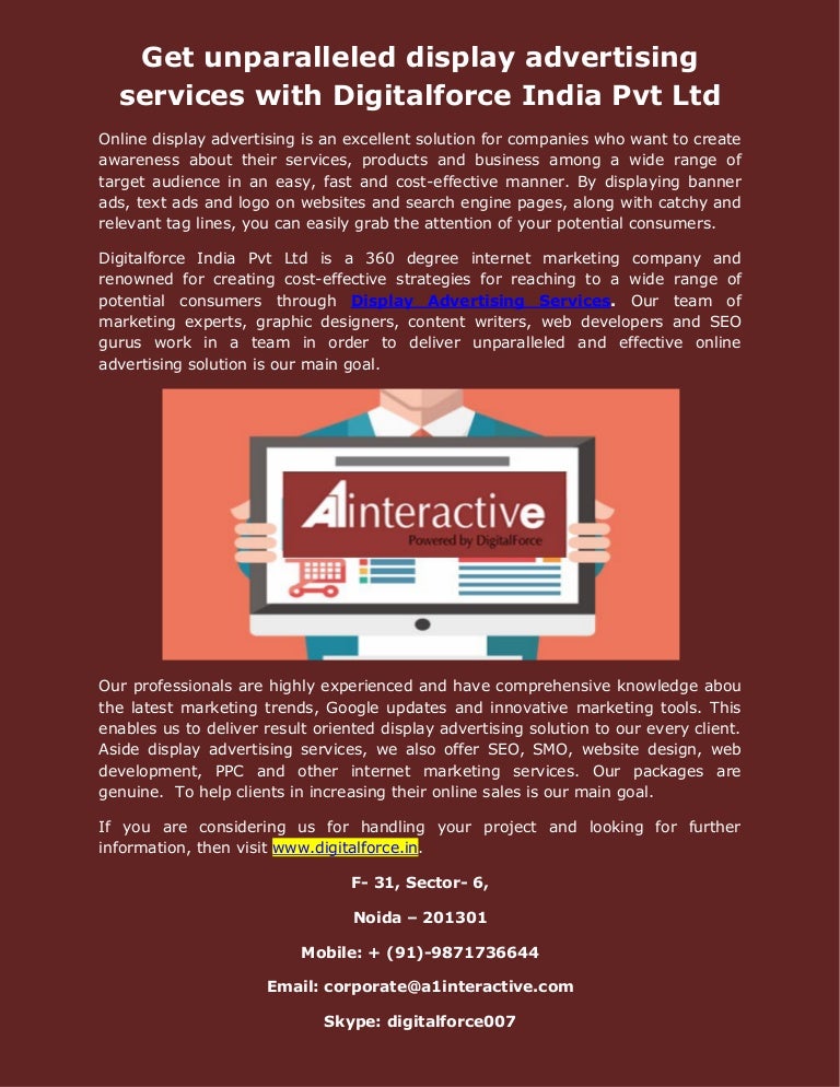 Get Unparalleled Display Advertising Services With Digitalforce India