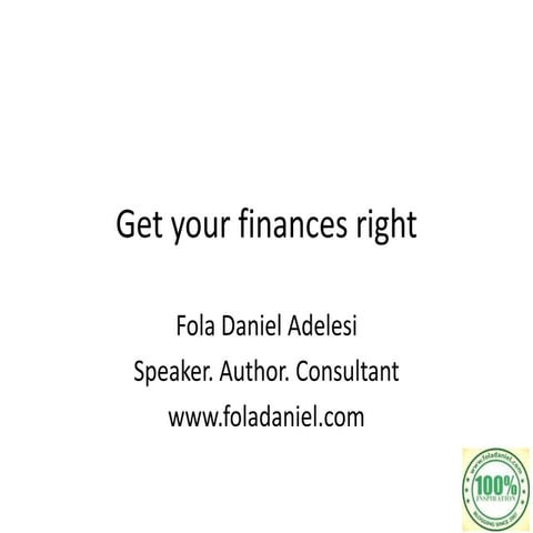 Get your finances right