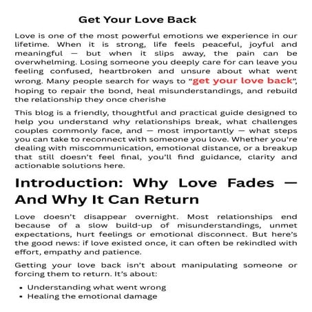 Get Your Love Back – A Complete Guide to Rebuilding Lost Connections