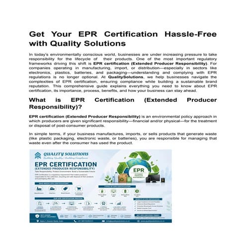 Ppt on extended producer responsibility(epr) | PPT