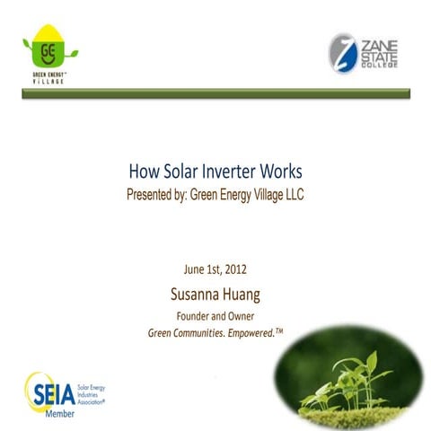 How Solar Inverter Works-Presentation at Zane State College, Ohio