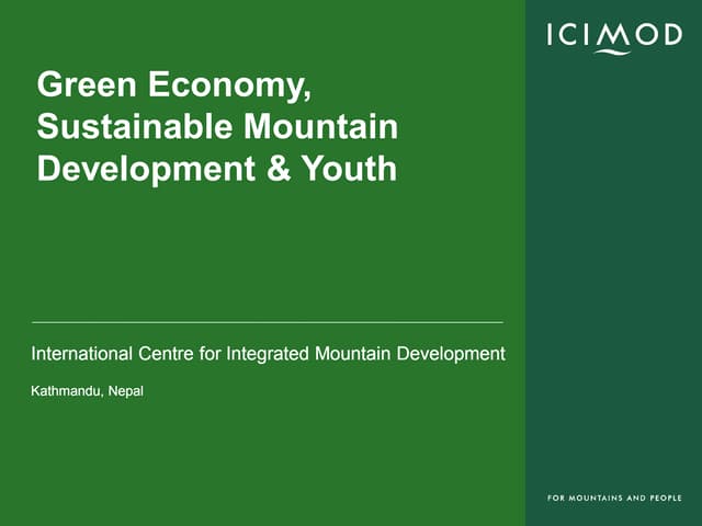 Green Economy, Sustainable Mountain Development and Youth