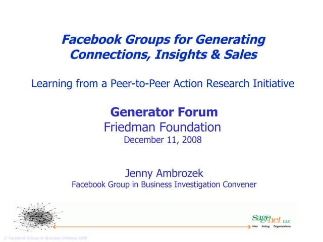 Facebook Groups for Generating Conn...