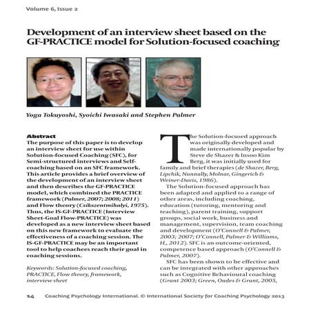 Development of an interview sheet based on the GF-PRACTICE model for Solution...