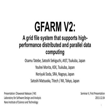 Gfarm presentation and thesis topic introduction