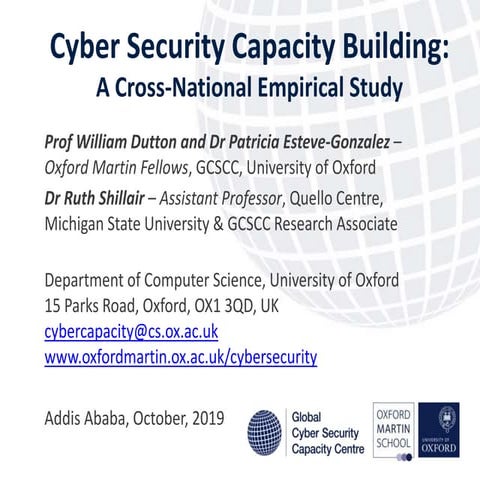 Presentation to GFCE 2019 in Addis Ababa, Ethiopia