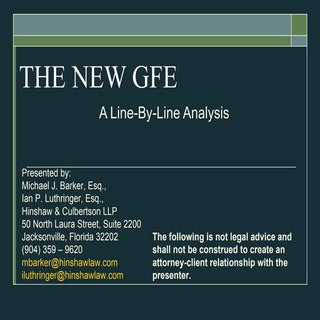 The new GFE line by line presentation