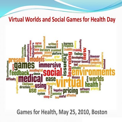 New Directions for Virtual Worlds for Health