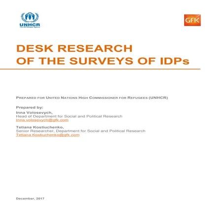 DESK RESEARCH OF THE SURVEYS OF IDPs