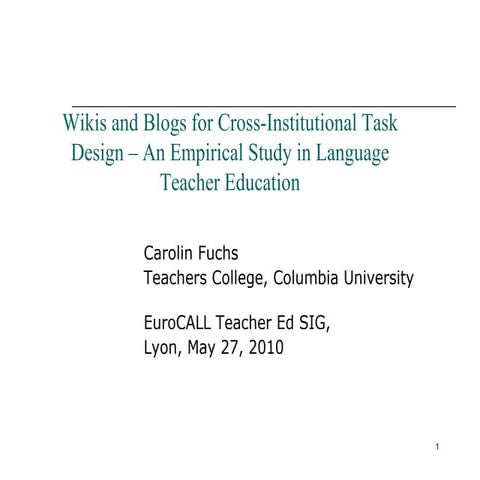 G fuchs euro_call_teacher_ed_sig_presentation_cfuchs_may2010
