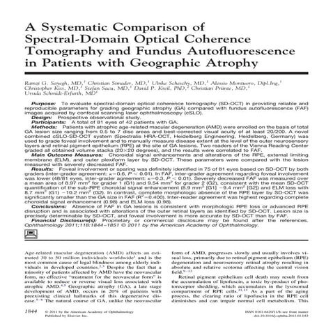 A Systematic Comparison of Spectral-Domain Optical Coherence Tomography and F...