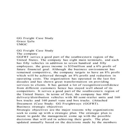 Gg freight case study grace ijeluumgcgg freight | DOCX