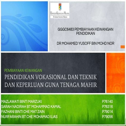 PENDIDIKAN VOKASIONAL DAN TEKNIK DAN KEPERLUAN GUNA TENAGA MAHIR