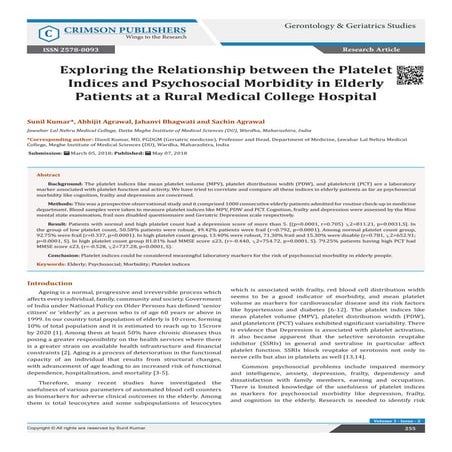 Exploring the Relationship between the Platelet Indices and Psychosocial Morb...