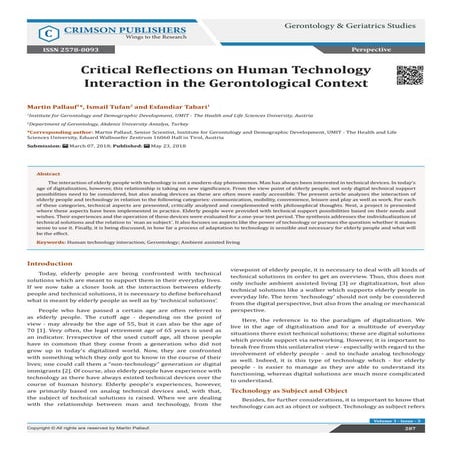 Critical Reflections on Human Technology   Interaction in the Gerontological ...