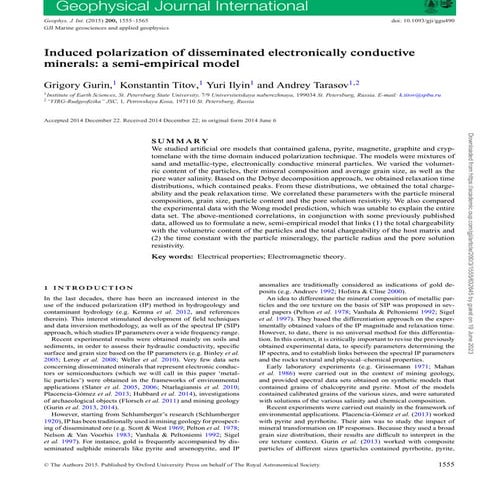 Induced polarization of disseminated electronically conductive minerals