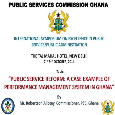 Public Service Reform: A Case Example of Performance Management System in Ghana