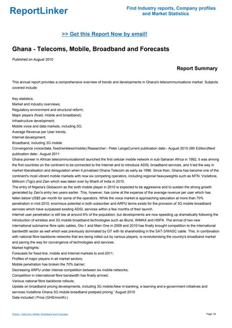 Ghana - Telecoms, Mobile, Broadband...