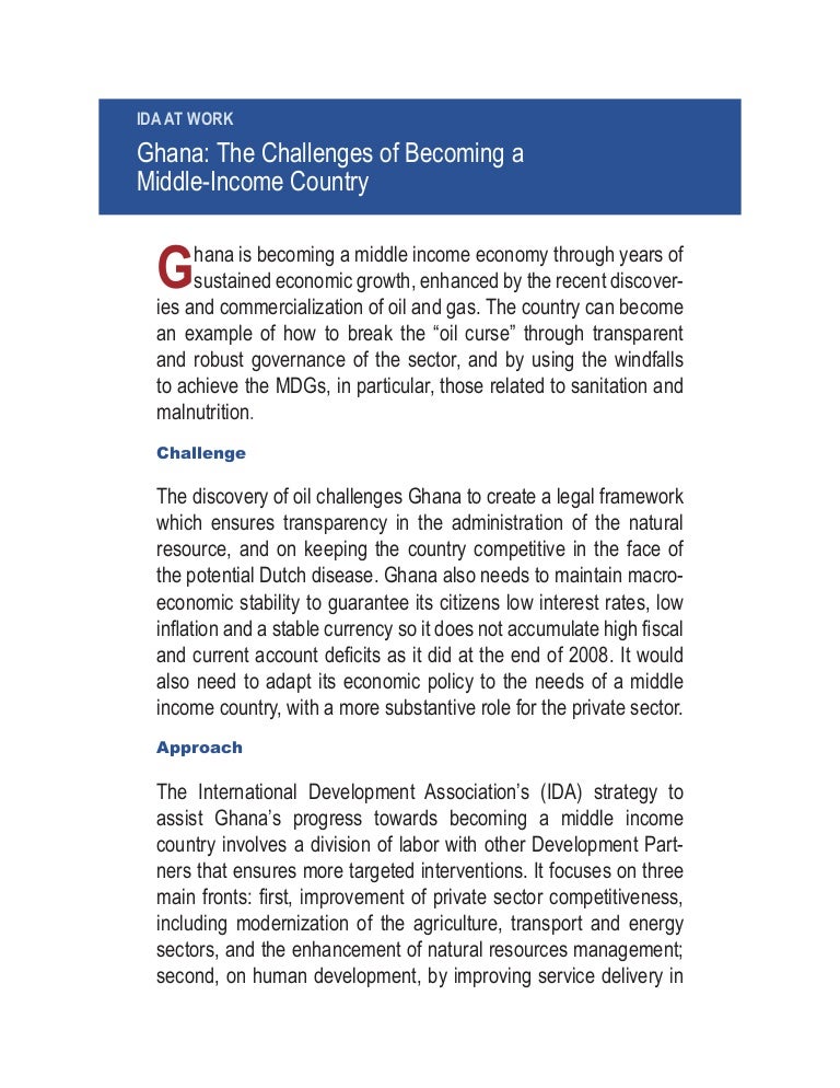 Ghana the challenges of a middle country