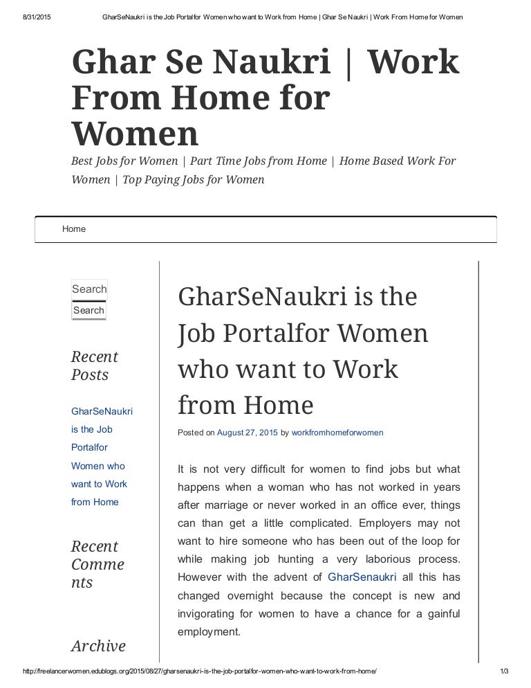GharSeNaukri is the Job Portal for 