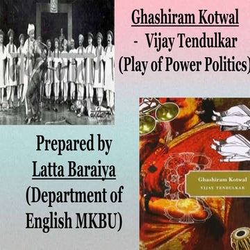 Ghashiram Kotwal Play by Vijay Tendulkar 