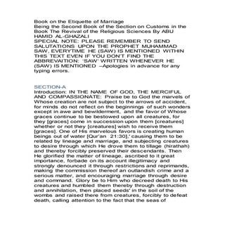 AL-GHAZZALI'S  Book on the Etiquett...