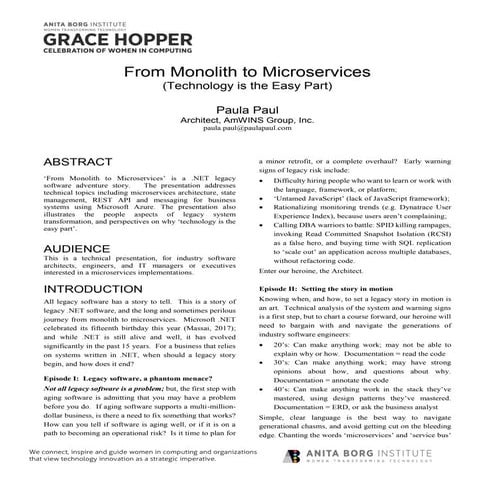 GHC17 Abstract: From Monolith to Microservices