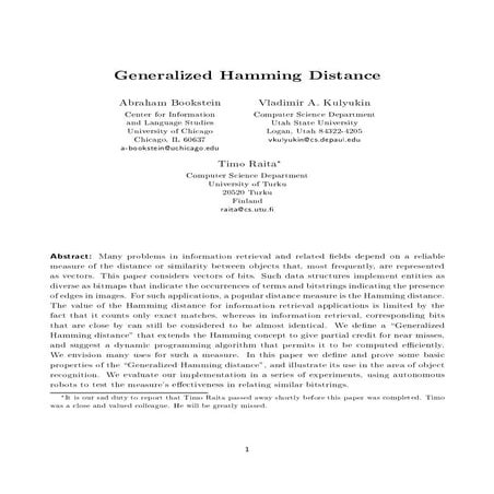 Generalized Hamming Distance