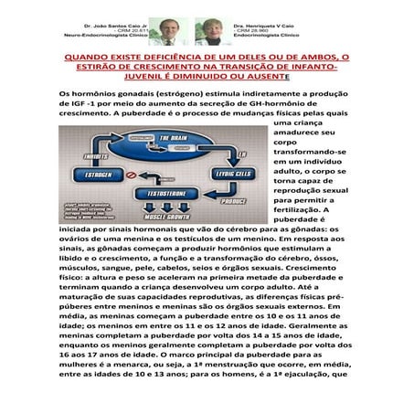 GH E HORMÔNIOS GONADAIS SÃO IMPORTANTES NO ESTIRÃO DE CRESCIMENTO PUBERAL, TR...