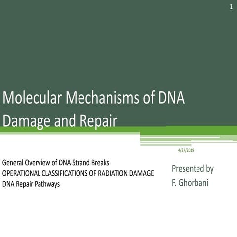 Absorption of radiation and DNA damage | PPTX
