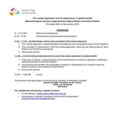 GHR-CAPS seminar on the realist approach